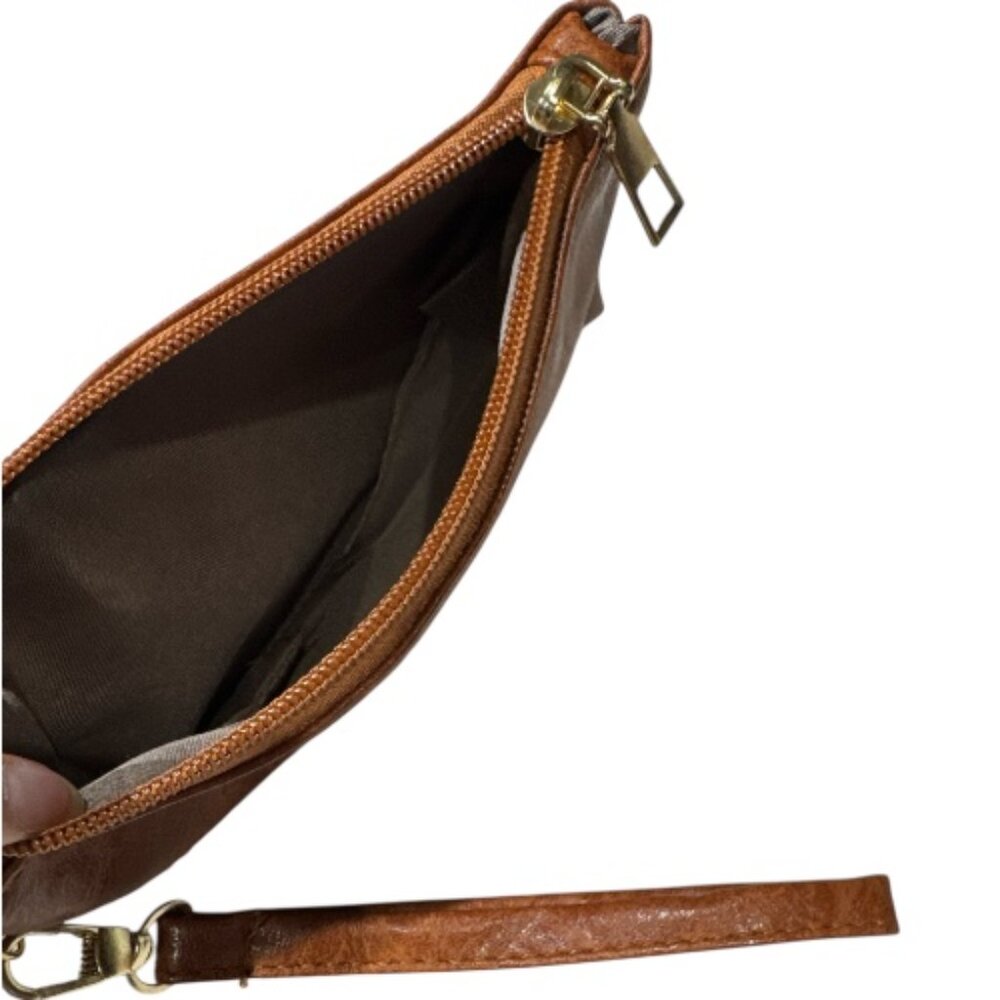 Brown Tote and Wristlet Set with Green Boho Patterned Strap - Picture 8 of 8